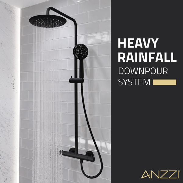 ANZZI Heavy Rainfall Stainless Steel Shower Bar with Hand Sprayer Wayfair